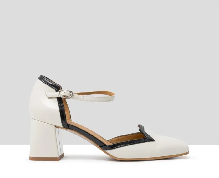Audley Shoes Mid Heel Leather Shoe Jalene Beige Women Medium Heel