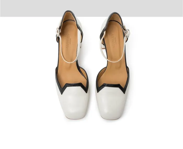 Audley Shoes Mid Heel Leather Shoe Jalene Beige Women Medium Heel