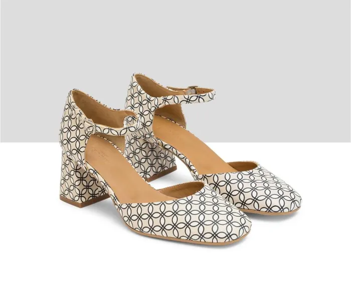 Audley Shoes Mid Heel Leather Shoe Jaylin Print Women Medium Heel
