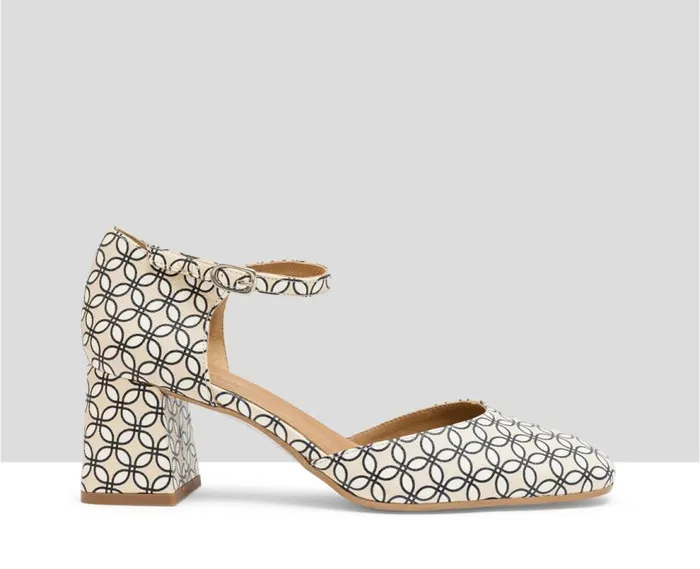 Audley Shoes Mid Heel Leather Shoe Jaylin Print Women Medium Heel