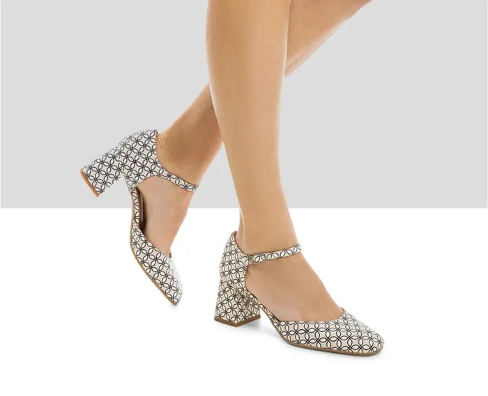 Audley Shoes Mid Heel Leather Shoe Jaylin Print Women Medium Heel