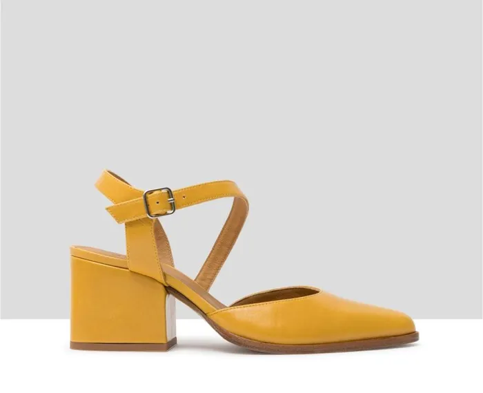 Audley Shoes Mid Heel Leather Shoe Joby Mustard Women Medium Heel