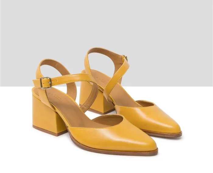 Audley Shoes Mid Heel Leather Shoe Joby Mustard Women Medium Heel
