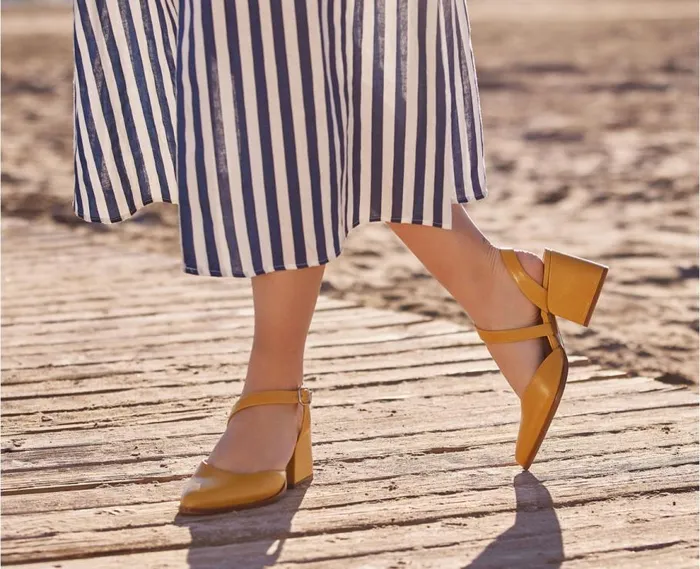 Audley Shoes Mid Heel Leather Shoe Joby Mustard Women Medium Heel