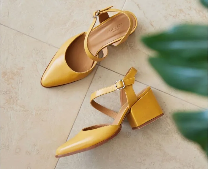 Audley Shoes Mid Heel Leather Shoe Joby Mustard Women Medium Heel
