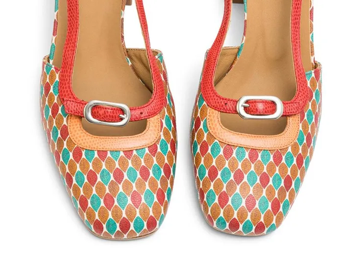 Audley Shoes Mid Heel Leather Shoe Leily Print Women Medium Heel