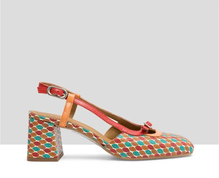 Audley Shoes Mid Heel Leather Shoe Leily Print Women Medium Heel