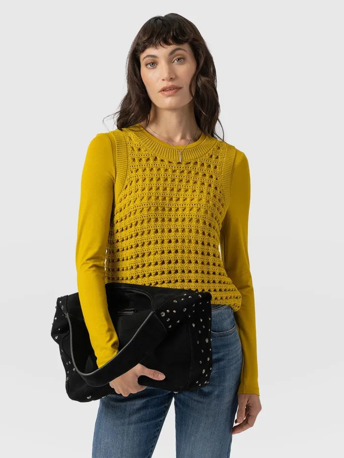 Austen Crew Neck Long Sleeve Tee 8211 Mustard Mustard Women Saint And Sofia TShirts and Tanks