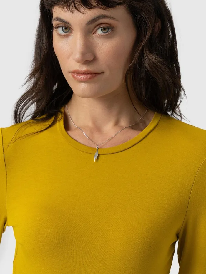Austen Crew Neck Long Sleeve Tee 8211 Mustard Mustard Women Saint And Sofia TShirts and Tanks