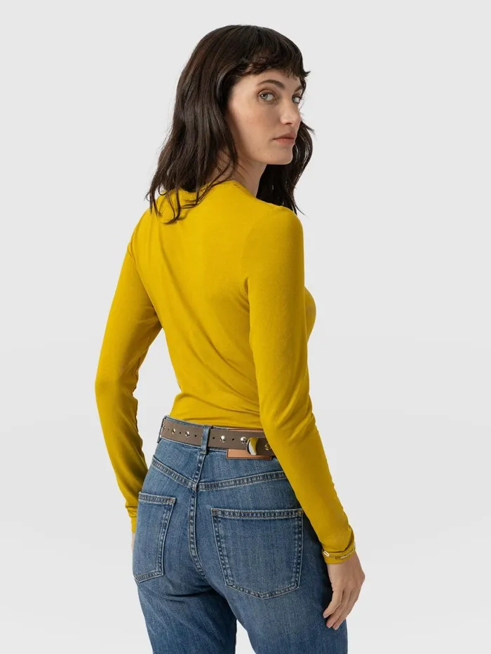 Austen Crew Neck Long Sleeve Tee 8211 Mustard Mustard Women Saint And Sofia TShirts and Tanks