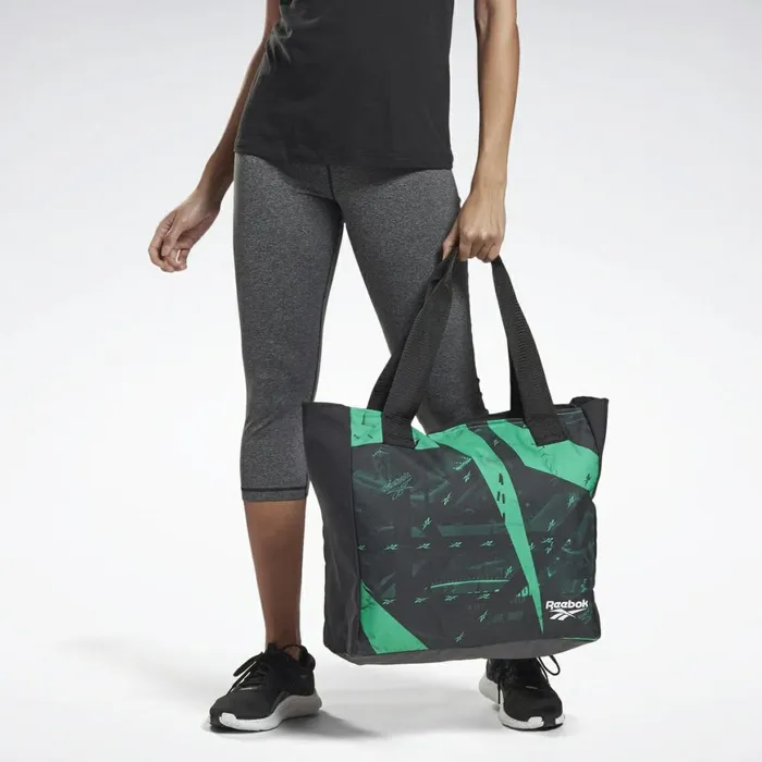 Bags and Backpacks Womens Reebok Essentials Graphic Tote Bag Black Court Green