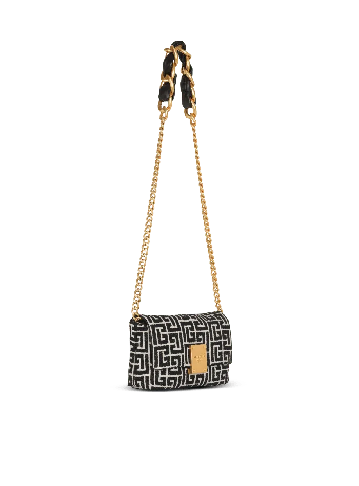 Balmain 1945 Soft Mini Bag With Jacquard Monogram Black Women Crossbody Bags
