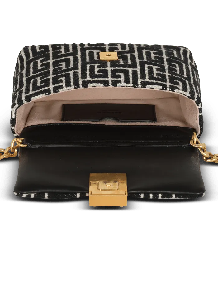 Balmain 1945 Soft Mini Bag With Jacquard Monogram Black Women Crossbody Bags