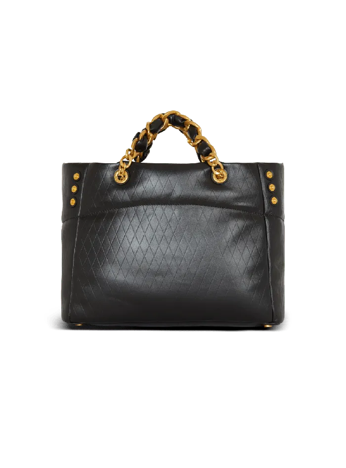 Balmain 1945 Soft Tote Bag In Embossed Calfskin Black Women Tote Bags