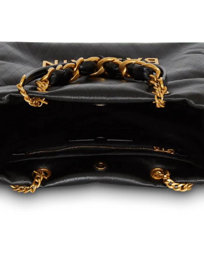 Balmain 1945 Soft Tote Bag In Embossed Calfskin Black Women Tote Bags