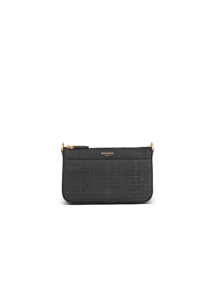 Balmain 1945 Soft Zipped Mini Bag In Grained Calfskin Black Women Mini Bags