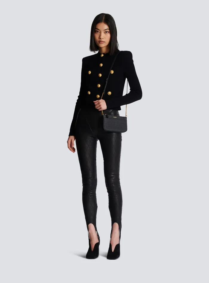 Balmain 1945 Soft Zipped Mini Bag In Grained Calfskin Black Women Mini Bags
