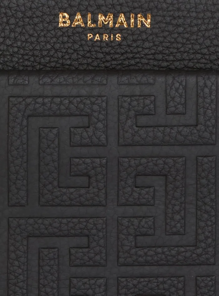 Balmain 1945 Soft Zipped Mini Bag In Grained Calfskin Black Women Mini Bags
