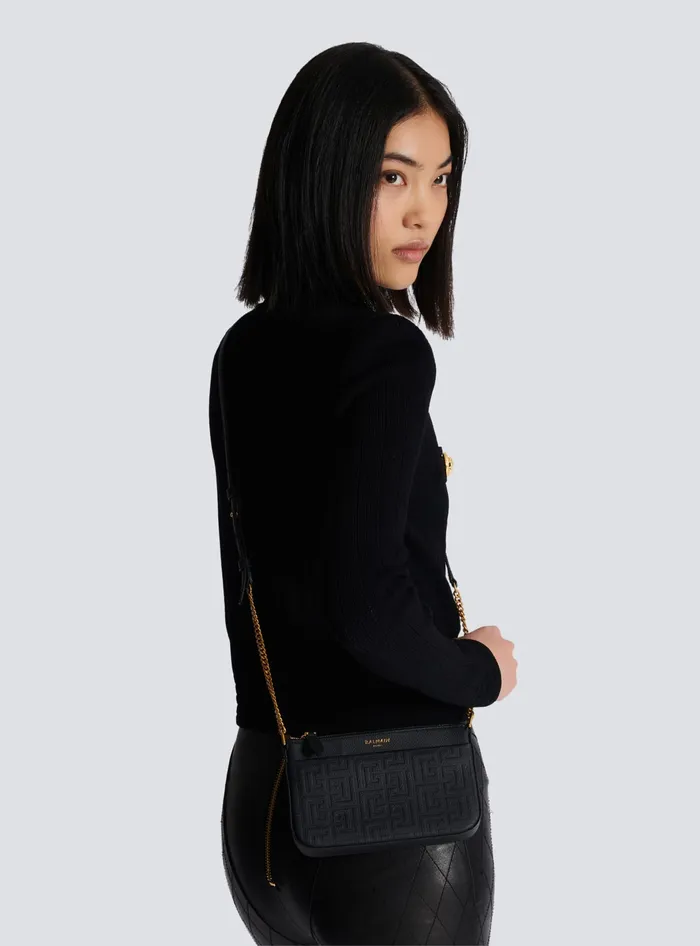 Balmain 1945 Soft Zipped Mini Bag In Grained Calfskin Black Women Mini Bags