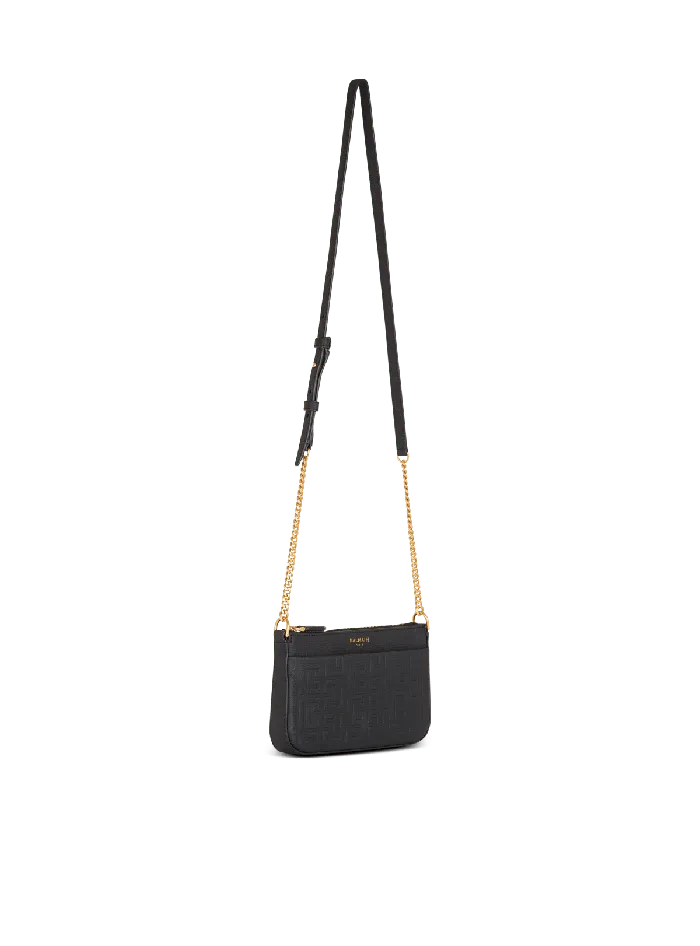 Balmain 1945 Soft Zipped Mini Bag In Grained Calfskin Black Women Mini Bags