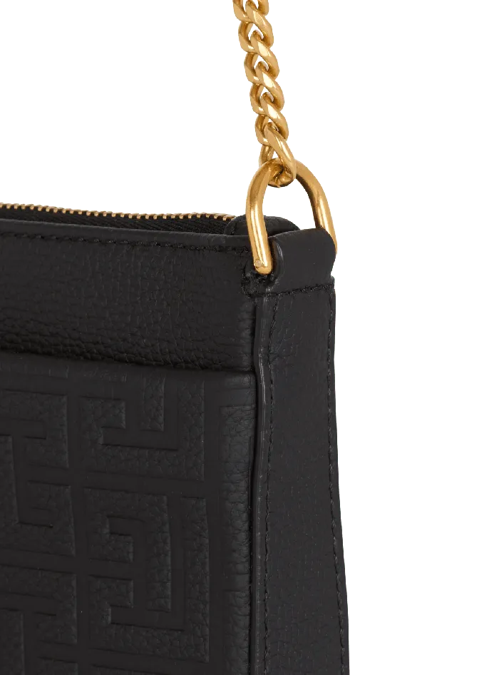 Balmain 1945 Soft Zipped Mini Bag In Grained Calfskin Black Women Mini Bags