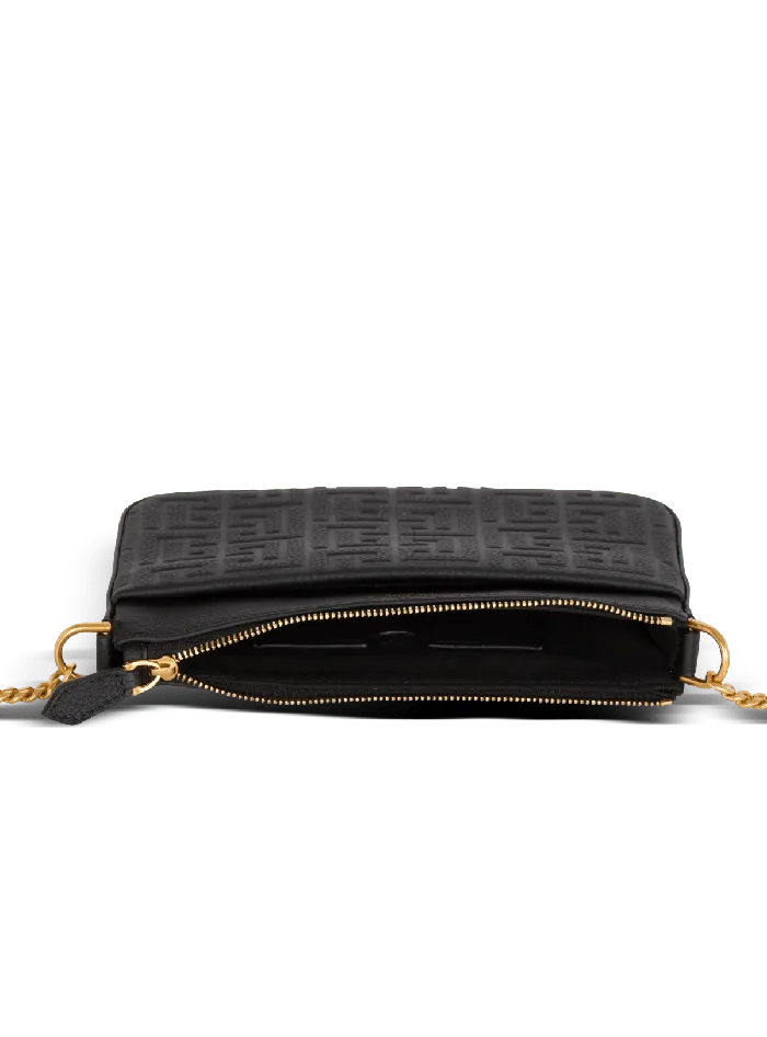 Balmain 1945 Soft Zipped Mini Bag In Grained Calfskin Black Women Mini Bags