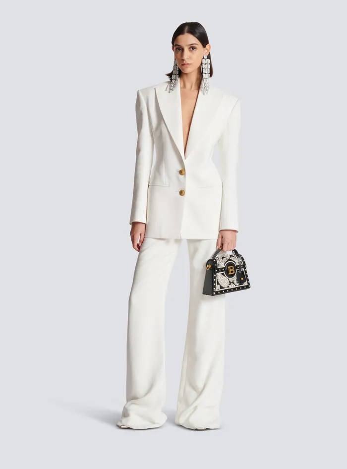 Balmain 2button Crepe Jacket White Women Jackets And Blazers