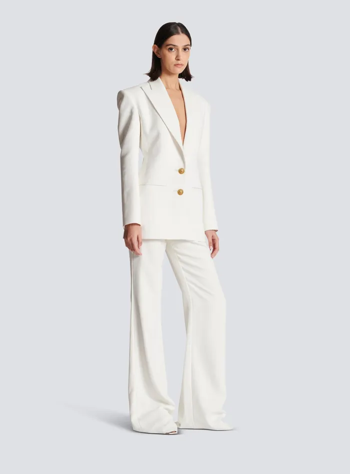 Balmain 2button Crepe Jacket White Women Jackets And Blazers