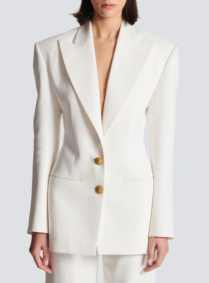 Balmain 2button Crepe Jacket White Women Jackets And Blazers