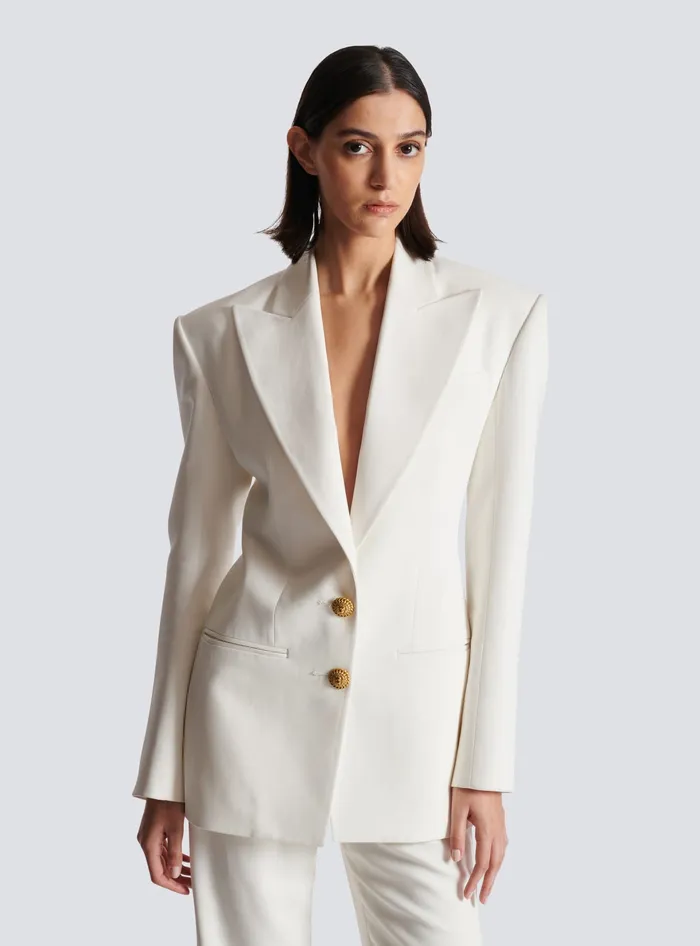 Balmain 2button Crepe Jacket White Women Jackets And Blazers