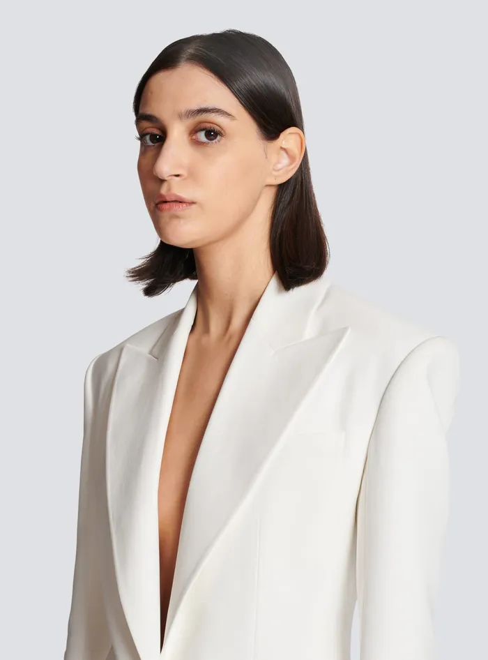 Balmain 2button Crepe Jacket White Women Jackets And Blazers