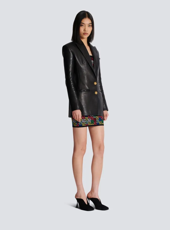 Balmain 2button Leather Jacket Black Women Jackets And Blazers