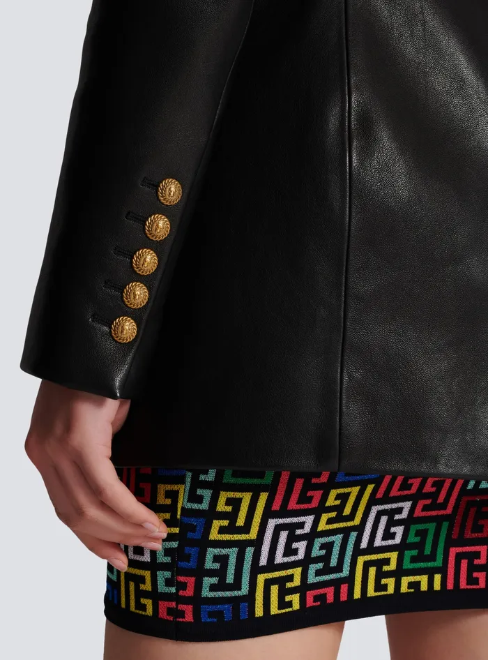 Balmain 2button Leather Jacket Black Women Jackets And Blazers