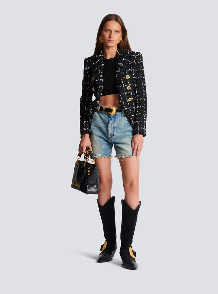 Balmain 3button Fine Knit Top Black Women Tops And Shirts