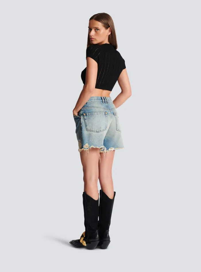 Balmain 3button Fine Knit Top Black Women Tops And Shirts