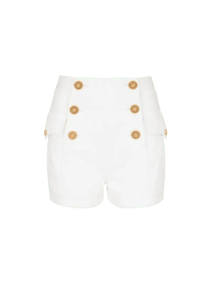 Balmain 6button Denim Shorts White Women Denim