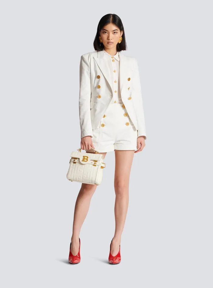 Balmain 6button Denim Shorts White Women Denim