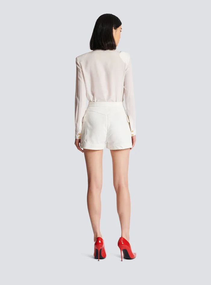 Balmain 6button Denim Shorts White Women Denim