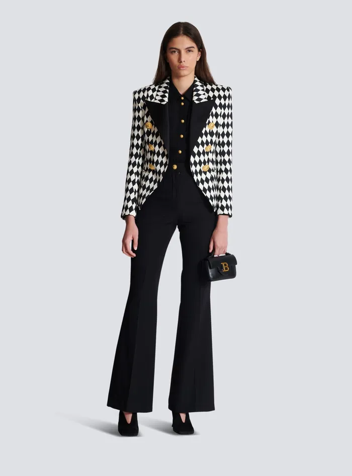 Balmain 6button Diamond Crepe Jacket Black Women Jackets And Blazers
