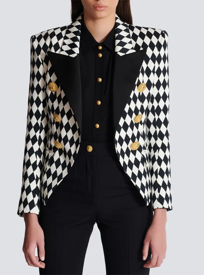 Balmain 6button Diamond Crepe Jacket Black Women Jackets And Blazers