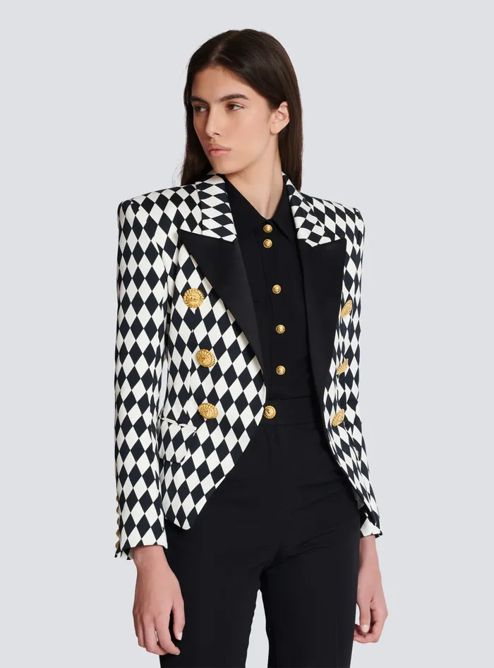 Balmain 6button Diamond Crepe Jacket Black Women Jackets And Blazers