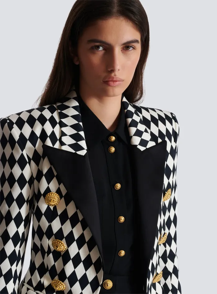 Balmain 6button Diamond Crepe Jacket Black Women Jackets And Blazers