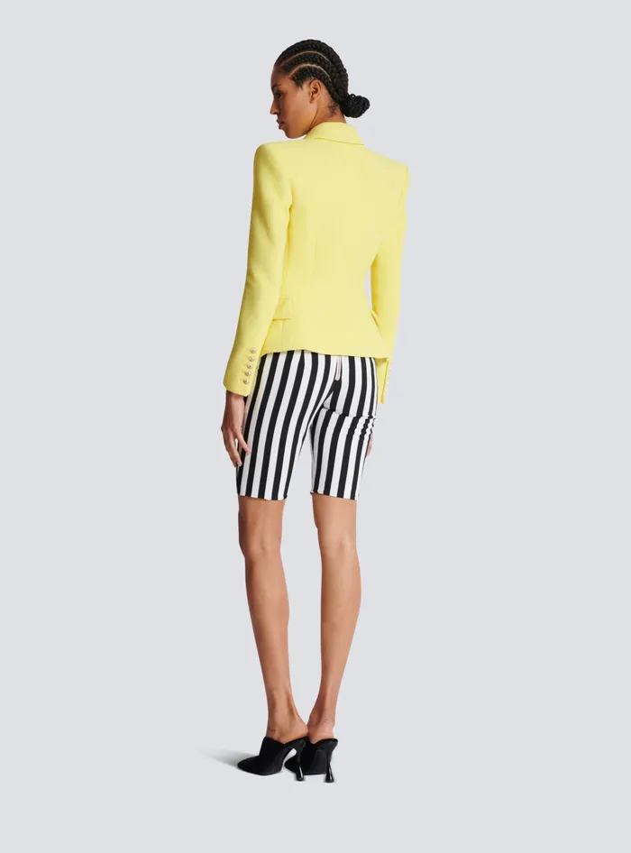 Balmain 6button Double Crepe Twotone Jacket Yellow Women Jackets And Blazers