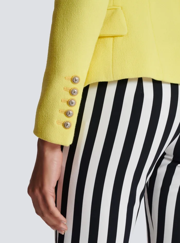 Balmain 6button Double Crepe Twotone Jacket Yellow Women Jackets And Blazers