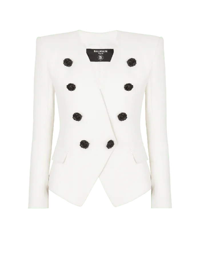 Balmain 8button Double Crepe Jacket White Women Jackets And Blazers