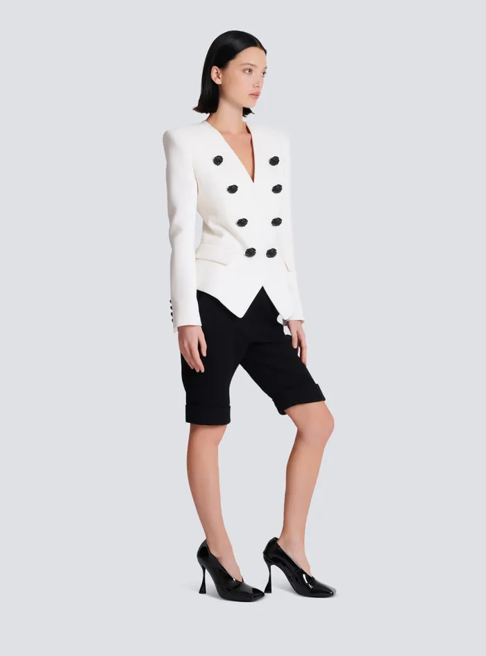 Balmain 8button Double Crepe Jacket White Women Jackets And Blazers