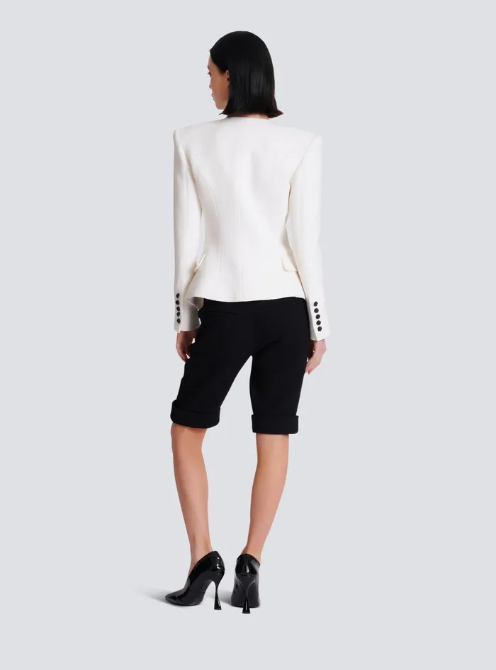 Balmain 8button Double Crepe Jacket White Women Jackets And Blazers