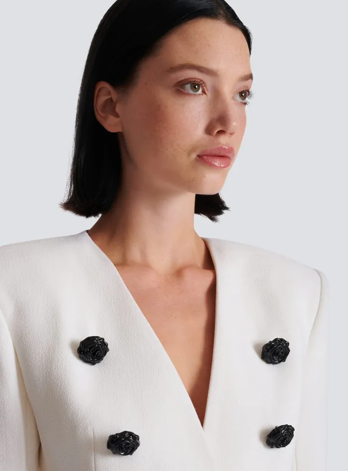 Balmain 8button Double Crepe Jacket White Women Jackets And Blazers