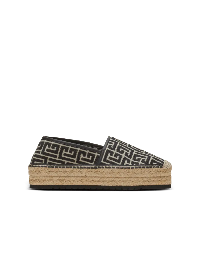 Balmain Alex Espadrilles With Jacquard Monogram Black Men Sandals