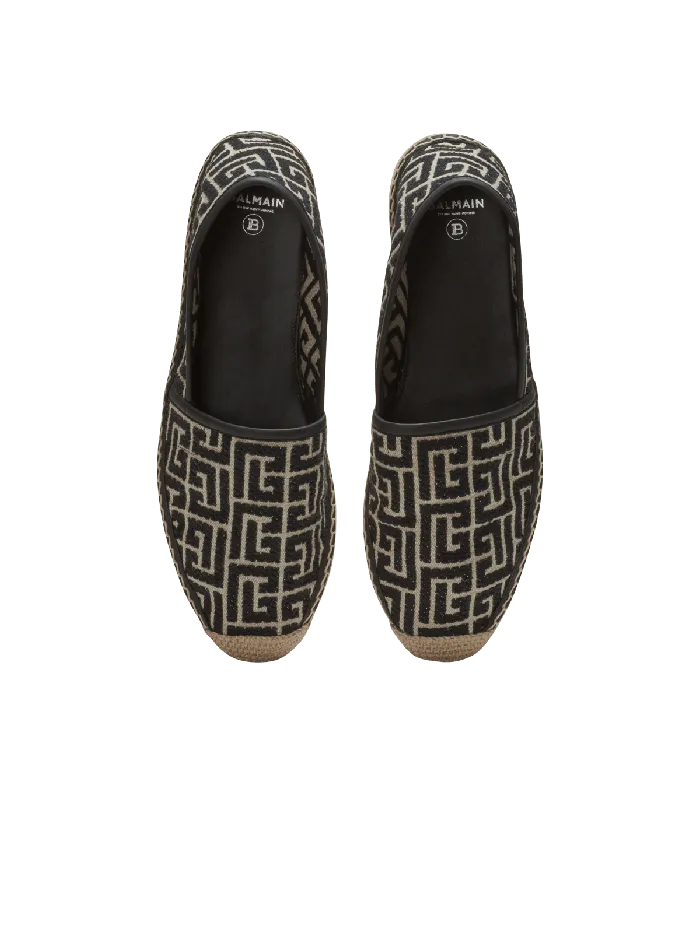 Balmain Alex Espadrilles With Jacquard Monogram Black Men Sandals